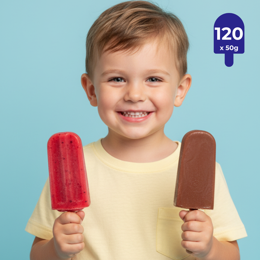 Pack 120 Paletas – Frutos Rojos y Cacao Proteico