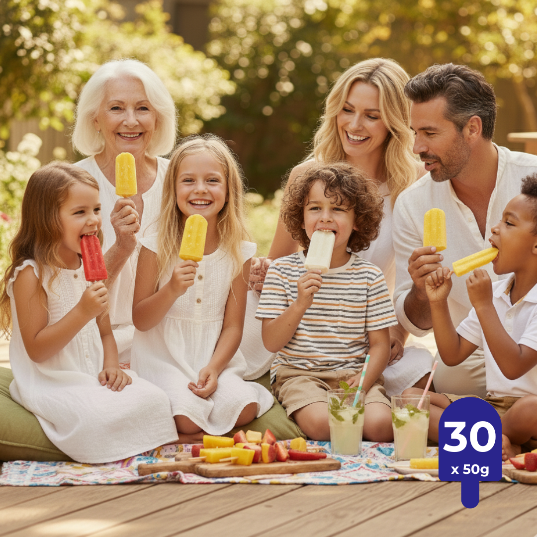 Pack 30 Paletas Mix Clásico – Mango • Berries • Vainilla