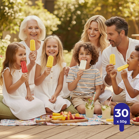 Pack 30 Paletas Mix Clásico – Mango • Berries • Vainilla