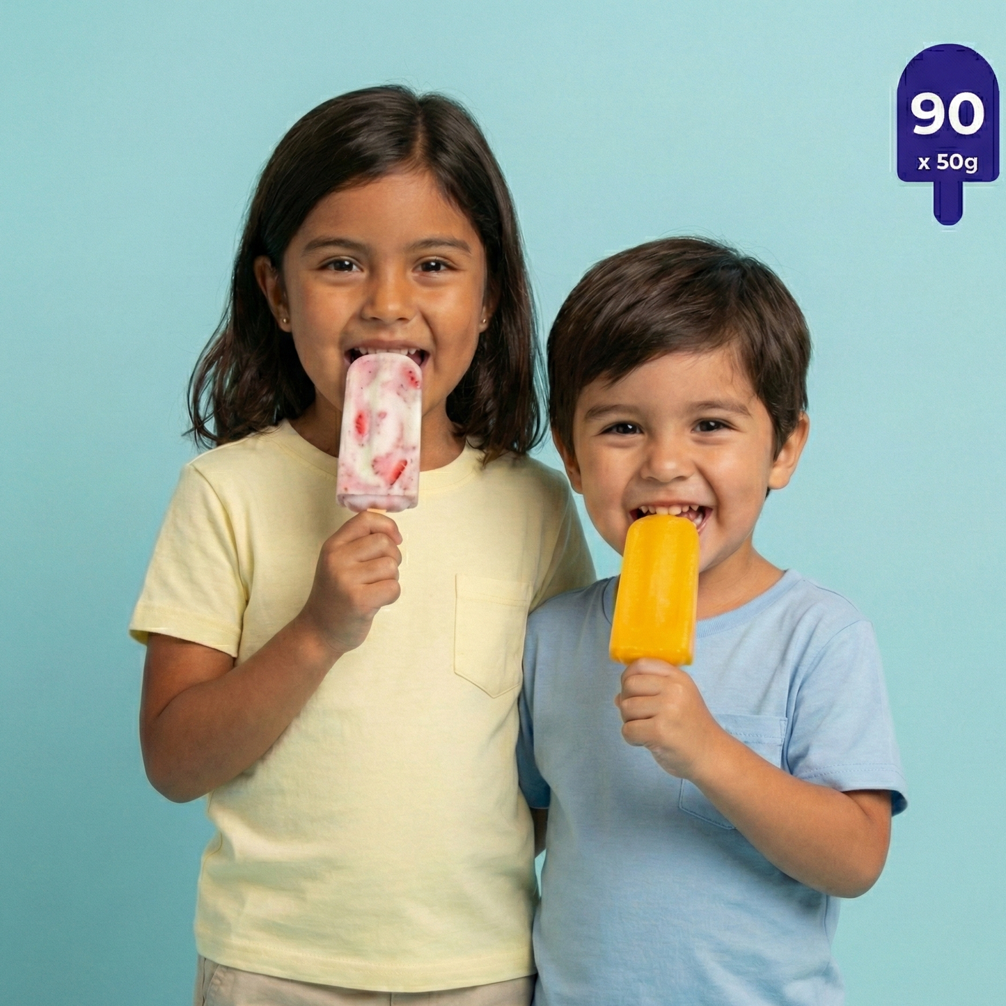 Pack 90 Paletas BifiPlus ➕ Mango y Frutillas a la crema