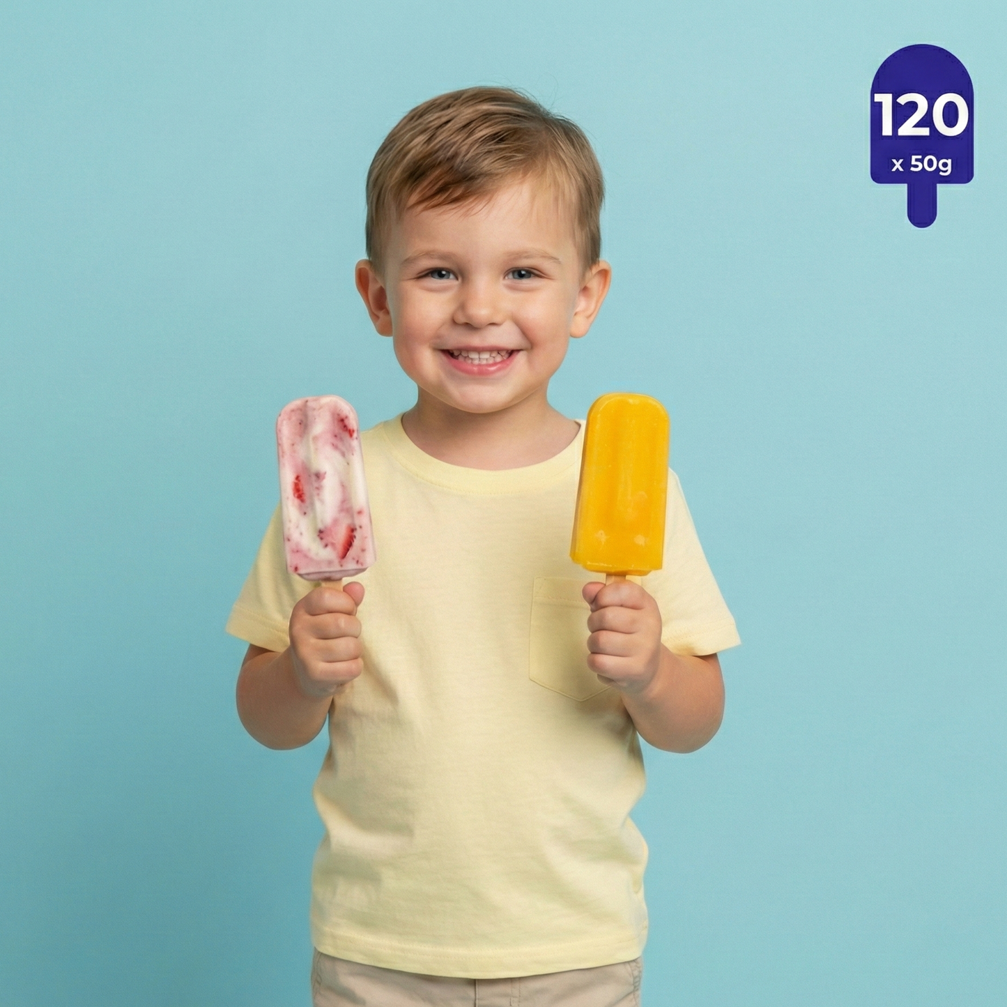 Pack 120 Paletas BifiPlus ➕ Mango y Frutillas a la crema